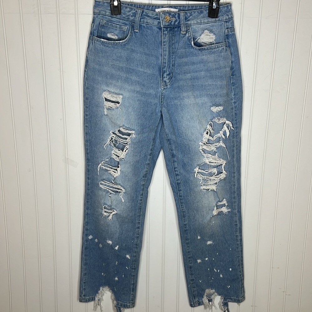 Flying Monkey Super High Rise Rigid Straight Distressed Jeans Size 27